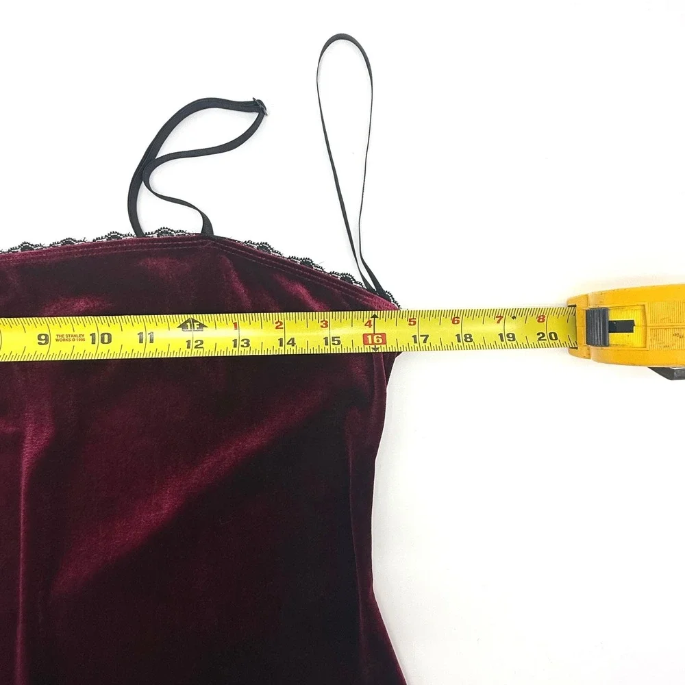 Forever 21 Velvet Lace Slip Mini Dress Burgundy Large Stretch Whimsygoth‎ Vamp